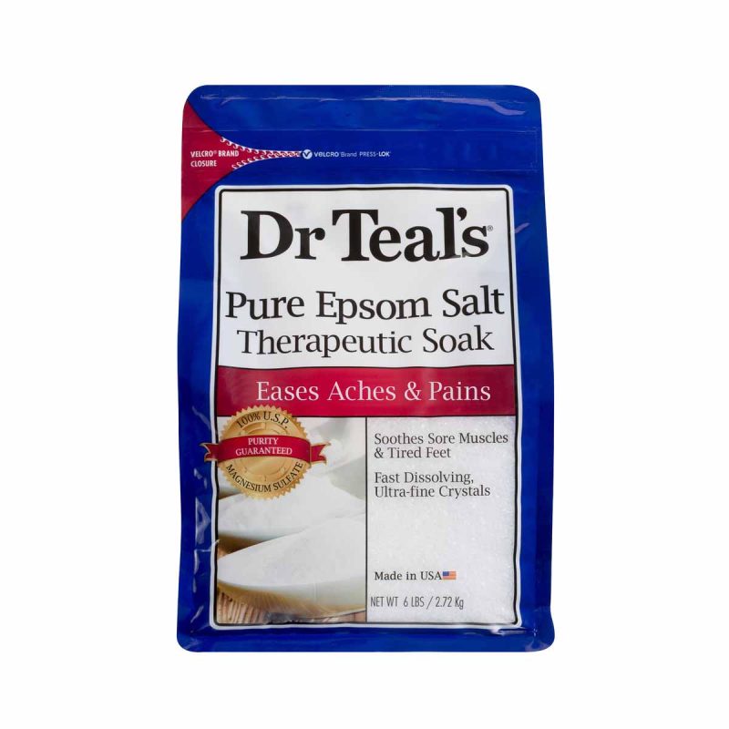 Dr Teal's Pure Epsom Salt 2.72kg - Therapeutic Soak Soothes sore muscles and tired feet Fast dissolving, ultra-fine crystals